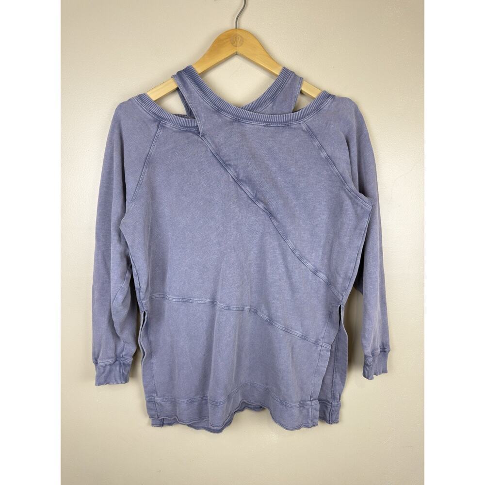 Pilcro Crossover Pullover Sweatshirt Women XXS Long Sleeve Purple Cozy Oversized - Picture 2 of 13
